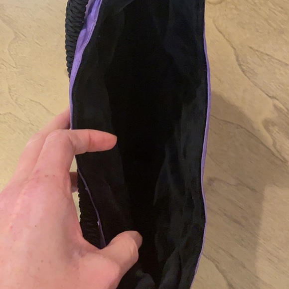 Vintage Y2K Purple Metallic Satin & Black Velvet Handbag Purse Clutch 00s 90s - Picture 4 of 8